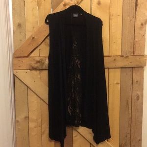 Long T-shirt Material Vest with Lace Insert